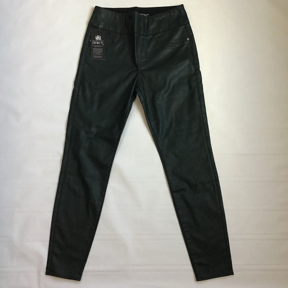Women's Rock & Republic Fever Pull On Coated Legging Size 18M Green NWT